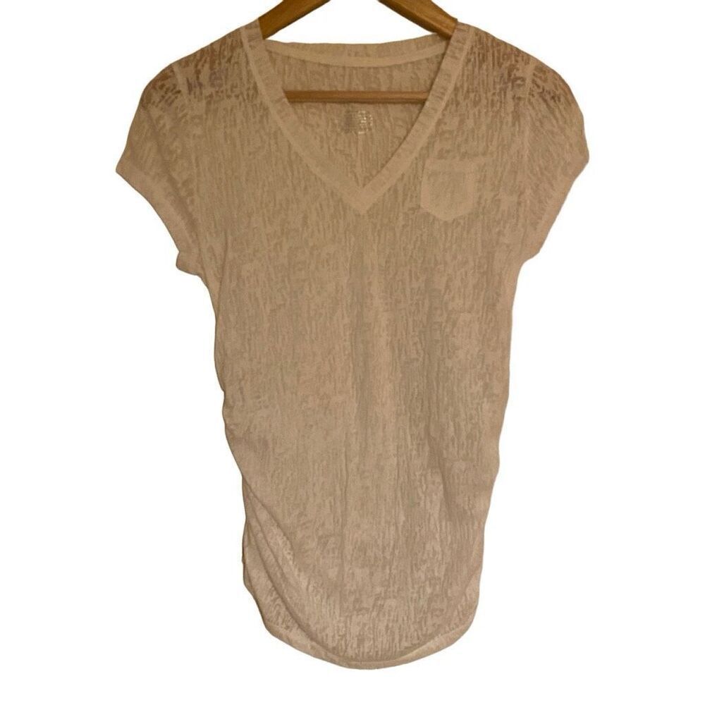 Liz Lange maternity for target small sheer white short sleeve blouse